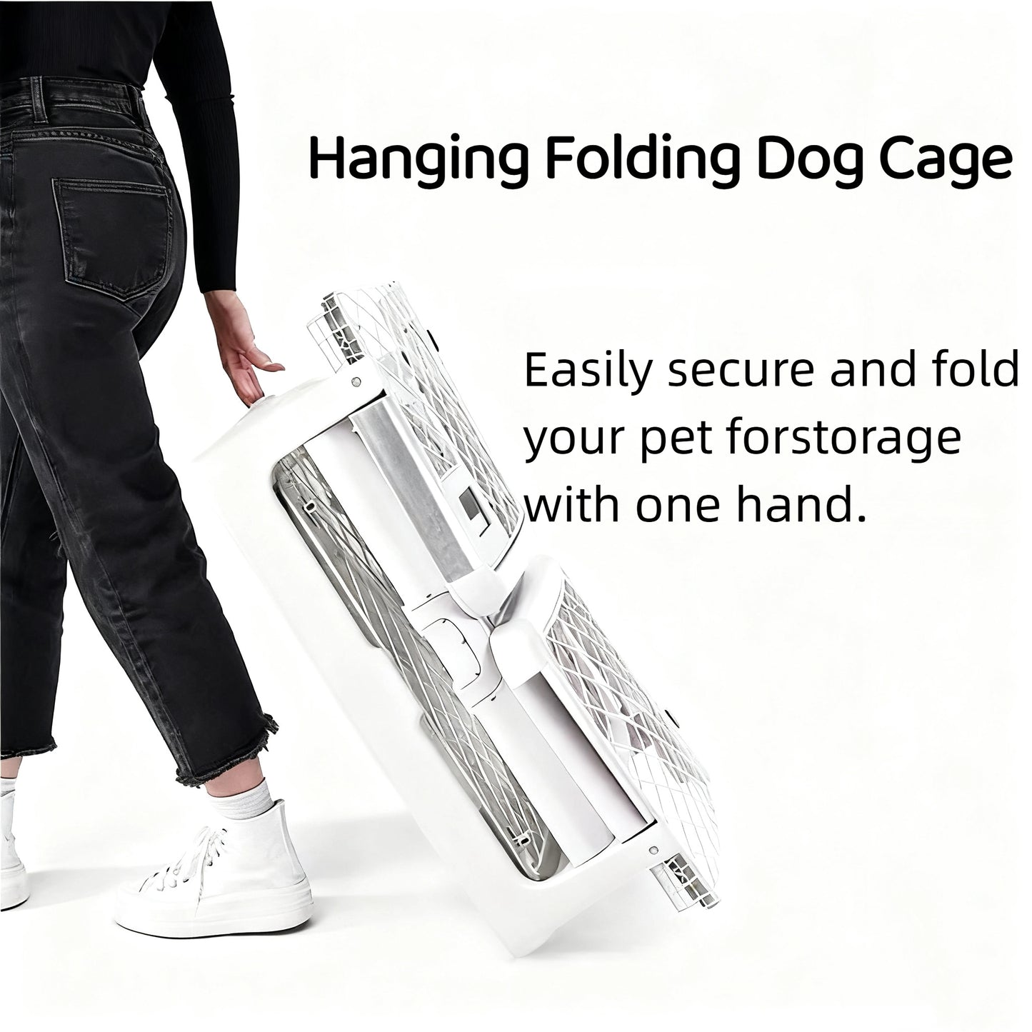 🐶Premium Portable Dog Crate Portable Collapsible Dog Crate with Wheels