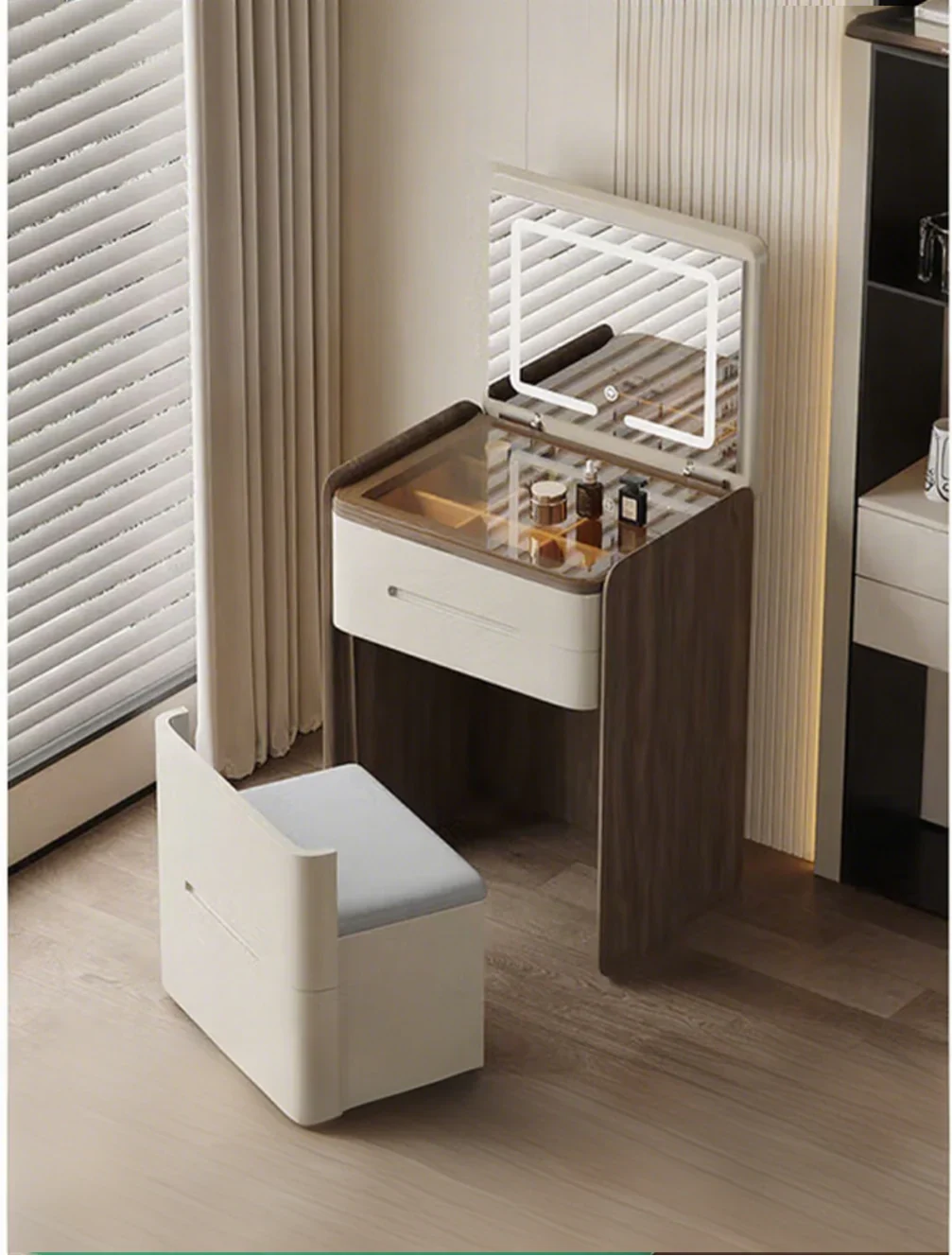 ✨Bedroom Flip Over Makeup Table,Dressing Table Storage Integrated