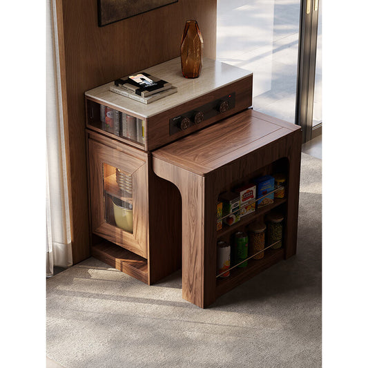 ✨Multifunctional Solid Wood Island Table Mid-Century Modern Mini Bar