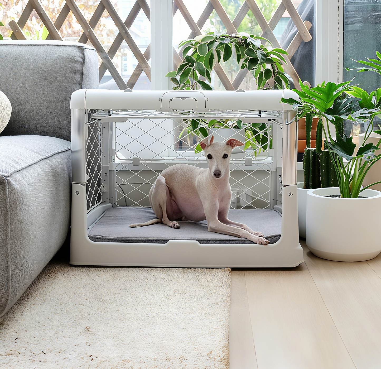 🐶Premium Portable Dog Crate Portable Collapsible Dog Crate with Wheels