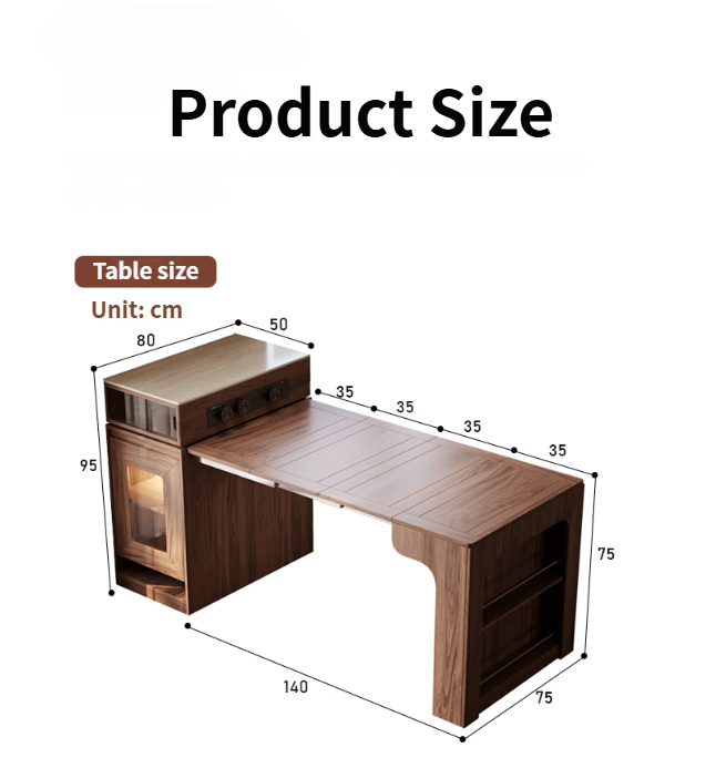 ✨Multifunctional Solid Wood Island Table Mid-Century Modern Mini Bar
