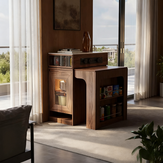 ✨Multifunctional Solid Wood Island Table Mid-Century Modern Mini Bar